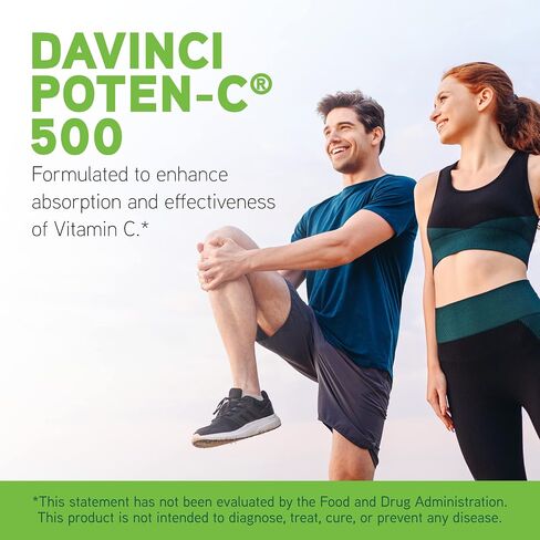 DAVINCI Labs Poten-C 500 - مكمل غذائي لدعم وظيفة الجهاز المناعي وصحة الكولاجين* - مع فيتامين C والكالسيوم والمغنيسيوم والبوتاسيوم والمزيد - نباتي - خالي من الغلوتين - 90 قرصًا in Saudi Arabia