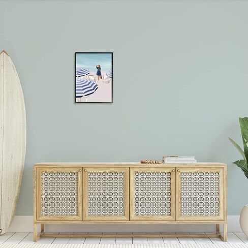 Stupell Industries Woman Enjoying Beach Shore Umbrellas Coastal Scene Framed Wall Art, Design By Amelia Noyes in Saudi Arabia