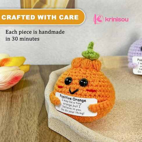 مجموعة خضروات فواكه كروشيه للدعم العاطفي، 3 قطع طماطم بصل برتقالية كروشيه مع بطاقة ملهمة، هدايا صغيرة لأصدقائها من النساء in Kuwait