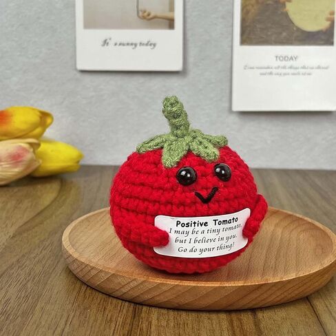 مجموعة خضروات فواكه كروشيه للدعم العاطفي، 3 قطع طماطم بصل برتقالية كروشيه مع بطاقة ملهمة، هدايا صغيرة لأصدقائها من النساء in Kuwait