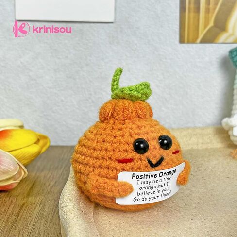 مجموعة خضروات فواكه كروشيه للدعم العاطفي، 3 قطع طماطم بصل برتقالية كروشيه مع بطاقة ملهمة، هدايا صغيرة لأصدقائها من النساء in Kuwait