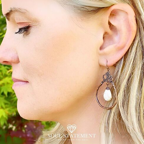Country Western Mushroom Earrings for Women, Filigree Flower Dangling Silver Turquoise Teardrop Earring Set in Saudi Arabia