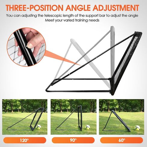 كرة القدم مرتد مع 8 تعديلات زاوية، 99 × 39 بوصة شبكة ارتداد متينة ومتعددة الاستخدامات لكرة القدم للفناء الخلفي والأطفال المراهقين وجميع الأعمار معدات تدريب كرة القدم الطائرة لاكروس in Kuwait