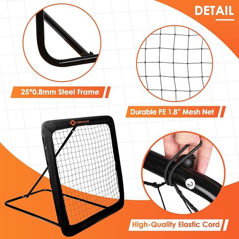 كرة القدم مرتد مع 8 تعديلات زاوية، 99 × 39 بوصة شبكة ارتداد متينة ومتعددة الاستخدامات لكرة القدم للفناء الخلفي والأطفال المراهقين وجميع الأعمار معدات تدريب كرة القدم الطائرة لاكروس in Kuwait