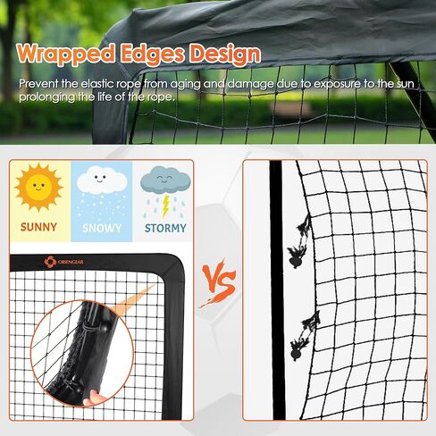 كرة القدم مرتد مع 8 تعديلات زاوية، 99 × 39 بوصة شبكة ارتداد متينة ومتعددة الاستخدامات لكرة القدم للفناء الخلفي والأطفال المراهقين وجميع الأعمار معدات تدريب كرة القدم الطائرة لاكروس in Kuwait