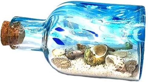 Glass Beach Bottle with Sand, Shells and a Message Scroll 5.75 Inches X 3 Inches in Saudi Arabia