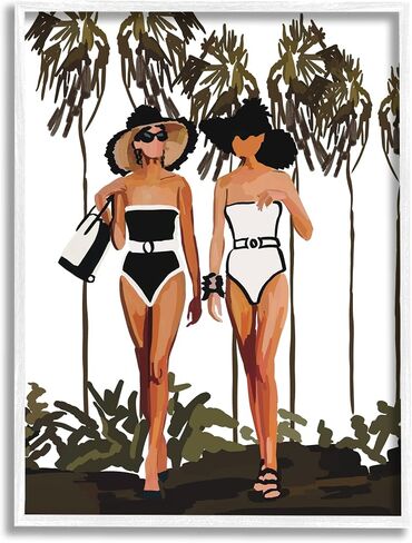 Stupell Industries Beach Babes Strolling Tropical Summer Beach Adventure Framed Wall Art, Design By Amelia Noyes in Saudi Arabia