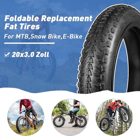 ZUKKA Bike Tire 20/24/26 x 3.0 Fat Bike Tire 2 Pack Replacement Tire Folding Mountain Bike Tire High-Density Bike Tires for Snow Beach BMX MTB Electric Bike in Saudi Arabia