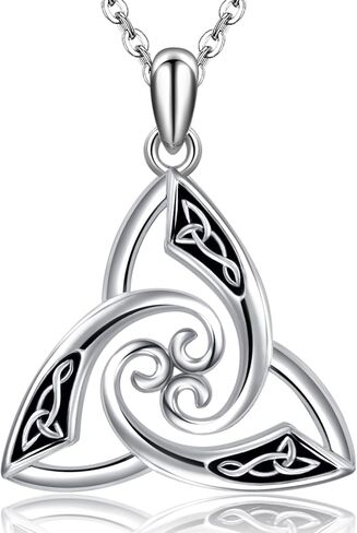CHIC ARTSY 925 Sterling Silver Irish Trinity Celtic Knot Necklaces Oxidized Good Luck Triskele Celtic Knot Fine Jewelry Goddess Of The Moon Pendants Necklace For Women Grandma, Mom, Aunt, Sister, Niece in Saudi Arabia
