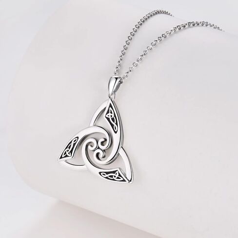 CHIC ARTSY 925 Sterling Silver Irish Trinity Celtic Knot Necklaces Oxidized Good Luck Triskele Celtic Knot Fine Jewelry Goddess Of The Moon Pendants Necklace For Women Grandma, Mom, Aunt, Sister, Niece in Saudi Arabia