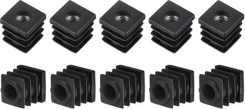 uxcell 4Pcs Plastic Threaded Tube Inserts with M6 Thread, for 0.62"x0.62" OD Square Tube, Adjustable Square Black Plastic Plug Caster Insert Chair End Caps Furniture Leg Plug in Saudi Arabia