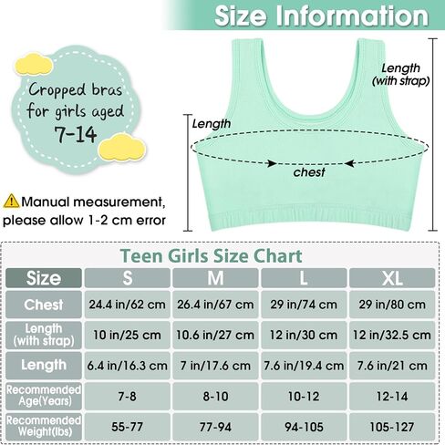 مجموعة من 12 حمالة صدر قطنية للفتيات من بوروكا، حمالة صدر للتدريب كامي للفتيات، حمالة صدر رياضية للفتيات الصغيرات in Kuwait