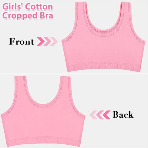 مجموعة من 12 حمالة صدر قطنية للفتيات من بوروكا، حمالة صدر للتدريب كامي للفتيات، حمالة صدر رياضية للفتيات الصغيرات in Kuwait