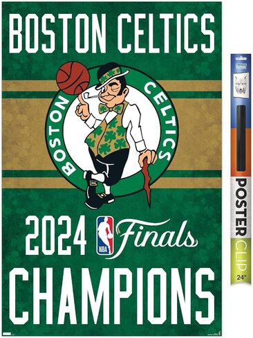 Trends International NBA Boston Celtics - 2024 NBA Finals Team Logo Wall Poster, 22.37" x 34.00", Poster & Clip Bundle in Saudi Arabia