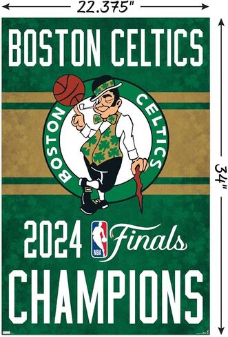 Trends International NBA Boston Celtics - 2024 NBA Finals Team Logo Wall Poster, 22.37" x 34.00", Poster & Clip Bundle in Saudi Arabia