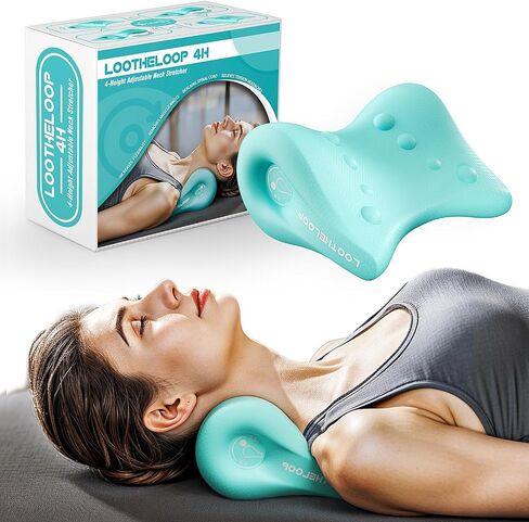 Ergonomic Neck-Stretcher, 4H Cervical Traction Device for TMJ Pain Relief, Portable Neck and Shoulder Relaxer for Home Office Travel, No Smell Cervical Neck Pillow - Gifts for Women and Men in Saudi Arabia