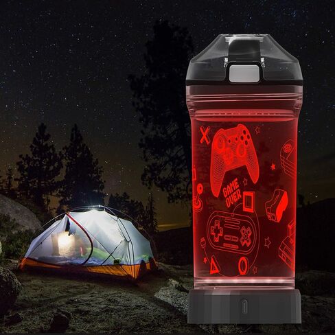 زجاجة مياه للأطفال مع وحدة تحكم ألعاب متوهجة ثلاثية الأبعاد مزودة بإضاءة LED - خالية من تريتان BPA - هدية كوب للسفر للعودة إلى المدرسة والفتاة والطفل ونزهة التخييم - 14 أونصة in Kuwait