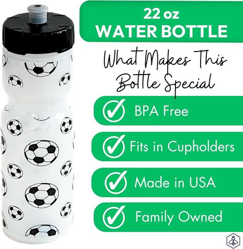50 Strong Kids Water Bottle | 22 oz. BPA- Free Sports Squeeze Water Bottles with Pull Top Cap |Perfect Water Bottle for School | Reusable & Durable for Boys & Girls | Made in USA (Soccer) in Saudi Arabia
