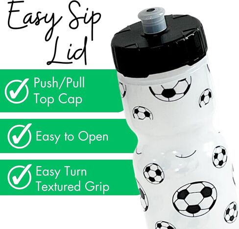 50 Strong Kids Water Bottle | 22 oz. BPA- Free Sports Squeeze Water Bottles with Pull Top Cap |Perfect Water Bottle for School | Reusable & Durable for Boys & Girls | Made in USA (Soccer) in Saudi Arabia