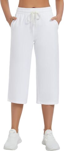 SPECIALMAGIC Women Capri Pants Cotton Yoga Wide Leg Pajama Pants Capris Sweatpants Sports in Saudi Arabia