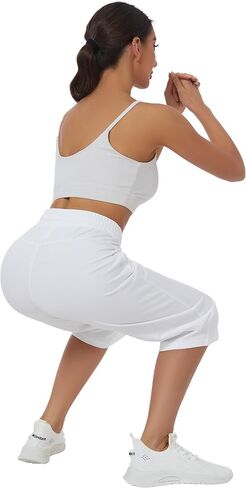 SPECIALMAGIC Women Capri Pants Cotton Yoga Wide Leg Pajama Pants Capris Sweatpants Sports in Saudi Arabia