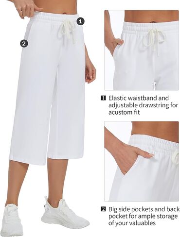 SPECIALMAGIC Women Capri Pants Cotton Yoga Wide Leg Pajama Pants Capris Sweatpants Sports in Saudi Arabia