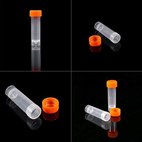 10 Pcs Plastic Test Tubes, 5ml Plastic Frozen Test Tubes Vial Screw Seal Hat Pack Container with Silicone Gasket, 60mm x 16mm in Saudi Arabia