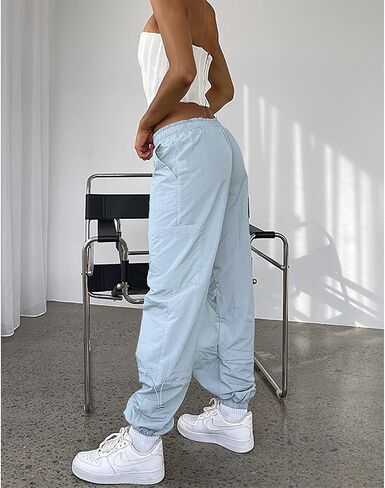 Hoefirm Cargo Pants Women High Waist Adjustable Y2k Baggy Pants Parachute Pants for Women with Pockets Streetwear in Saudi Arabia