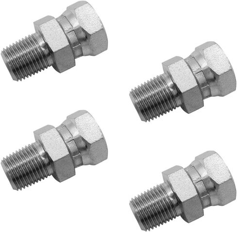 (4-PACK) 1404-02-02 تركيب محول خرطوم هيدروليكي 1/8 بوصة ذكر (1/8 بوصة -27NPTF) × 1/8 بوصة دوارة أنثى (1/8 بوصة -27NPSM) SAE وصلات أنابيب مستقيمة وصلة أنبوب من الفولاذ الكربوني in Kuwait