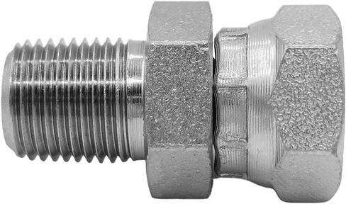 (4-PACK) 1404-02-02 تركيب محول خرطوم هيدروليكي 1/8 بوصة ذكر (1/8 بوصة -27NPTF) × 1/8 بوصة دوارة أنثى (1/8 بوصة -27NPSM) SAE وصلات أنابيب مستقيمة وصلة أنبوب من الفولاذ الكربوني in Kuwait