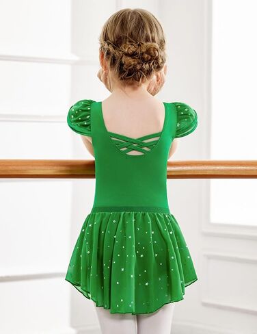 Zaclotre Girls Ballet Leotards with Removable High Low Skirt Toddler Ruffle Sleeve Hollow Back Dance Outfit Combo in Kuwait