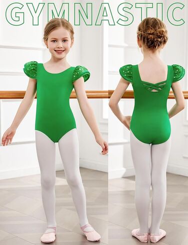 Zaclotre Girls Ballet Leotards with Removable High Low Skirt Toddler Ruffle Sleeve Hollow Back Dance Outfit Combo in Kuwait