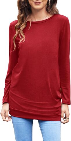 LuckyMore Long Sleeve Shirts for Women Casual Dressy Tunic Tops Fall Tshirts Blouses in Kuwait