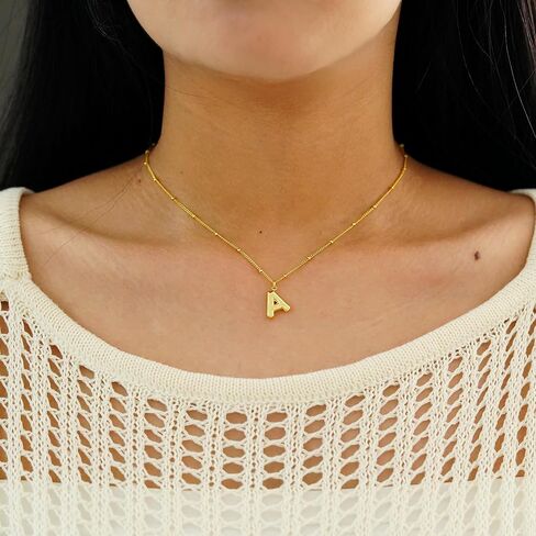 قلادات أولية بالون مطلية بالذهب عيار 14 قيراط للنساء - قلادة بحروف فقاعية أنيقة من الذهب قلادة ساحرة أولية هدية مجوهرات للنساء والفتيات in Kuwait