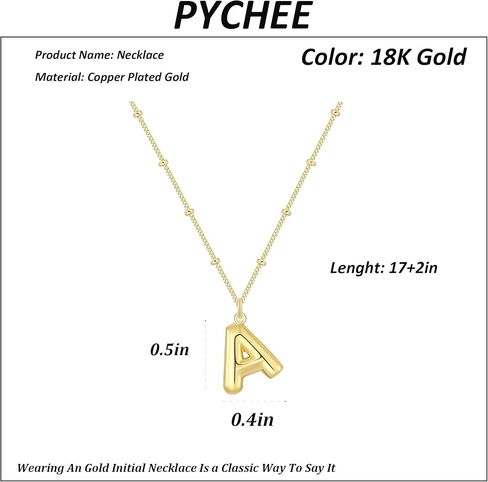 قلادات أولية بالون مطلية بالذهب عيار 14 قيراط للنساء - قلادة بحروف فقاعية أنيقة من الذهب قلادة ساحرة أولية هدية مجوهرات للنساء والفتيات in Kuwait