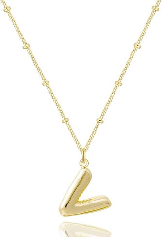 قلادات أولية بالون مطلية بالذهب عيار 14 قيراط للنساء - قلادة بحروف فقاعية أنيقة من الذهب قلادة ساحرة أولية هدية مجوهرات للنساء والفتيات in Kuwait