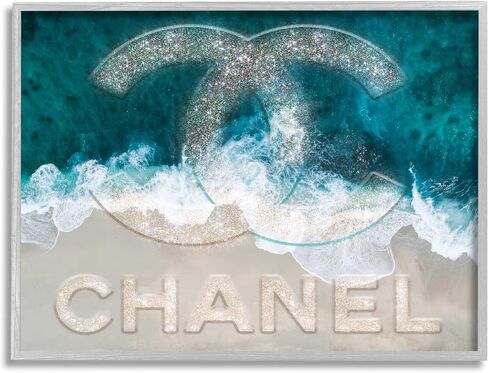 Stupell Industries Beach Waves Crashing Shoreline Glam Fashion Detail, Design by Ziwei Li, 20 x 16, Grey Framed in Saudi Arabia