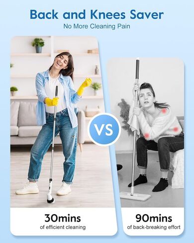 GiveBest Electric Spin Scrubber Brush - Cordless Shower Scrubber with Long Handle for Cleaning Bathroom, Bathtub Power Scrubber with 7 Replacement Head & Dual Speed for Floor, Tub, Tile, Kitchen, Car in Saudi Arabia