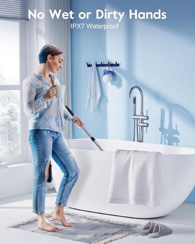 GiveBest Electric Spin Scrubber Brush - Cordless Shower Scrubber with Long Handle for Cleaning Bathroom, Bathtub Power Scrubber with 7 Replacement Head & Dual Speed for Floor, Tub, Tile, Kitchen, Car in Saudi Arabia