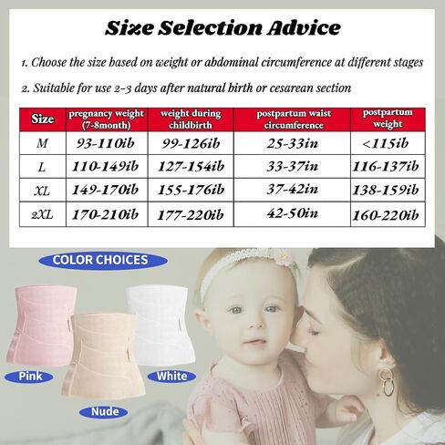 Postpartum Belly Band – Skin-Friendly Fabric & Adjustable Belly Band, Suitable for Vaginal & Cesarean Deliveries, Abdominal Binder-Postpartum Essentials (Nude,L) in Saudi Arabia