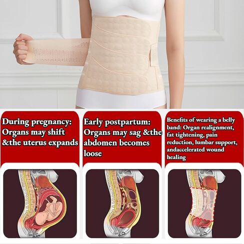Postpartum Belly Band – Skin-Friendly Fabric & Adjustable Belly Band, Suitable for Vaginal & Cesarean Deliveries, Abdominal Binder-Postpartum Essentials (Nude,L) in Saudi Arabia