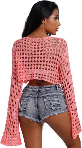 Long Sleeve Sheer Bead Sequins Mesh Fishnet Tops for Women Pearl See Through Glitter Shiny Shirt Top in Kuwait
