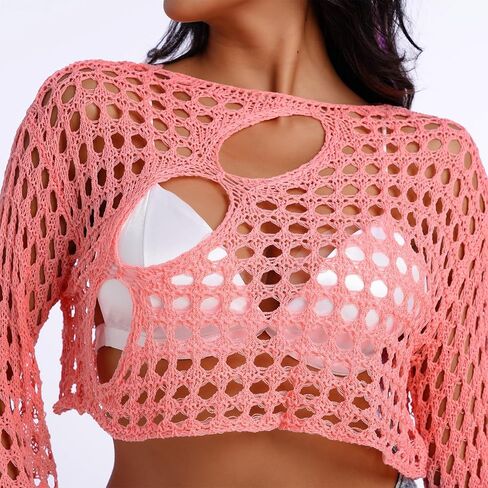 Long Sleeve Sheer Bead Sequins Mesh Fishnet Tops for Women Pearl See Through Glitter Shiny Shirt Top in Kuwait
