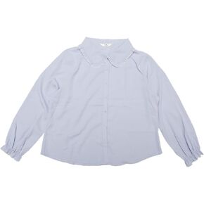 Agnes Orinda Women's Plus Size Shirts Peter Pan Long Sleeves Chiffon Button Down Shirt Blouses 2023