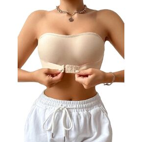 COZYEASE Women's Strapless Front Closure Bra One Piece Comfort Wireless Bottom Hem Bras