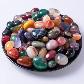 Polished Stone Set Mixed Crystals, Limited Edition, 0.8'' - 1.8 lbs, 27 Types of Large Size Natural Tumbled Gemstones and Crystals Bulk for Healing, Reiki, Meditation, Witchcraft