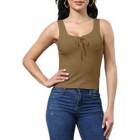 Women's Short Sleeve T Shirts Sexy Square Neck Tops Ribbed Knit Slim Fit Basic Tee 2024 Trendy Clothes