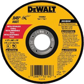 DEWALT DW8062A 4-1/2" x .045 x 7/8" Aluminum Oxide A60N Cutting Wheel
