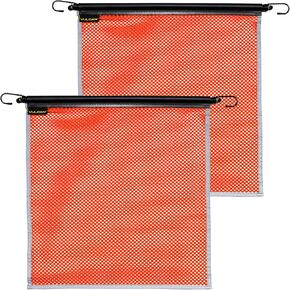 VULCAN Safety Flags With Border - Bright Red - Mesh - Stretch Cord - 18 Inch x 18 Inch - 2 Pack