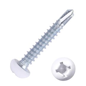 8X1" Pan Head Metal RV Screws Polar White Quad Drive Self Tap Drilling Screws Cargo RV 200 Pack